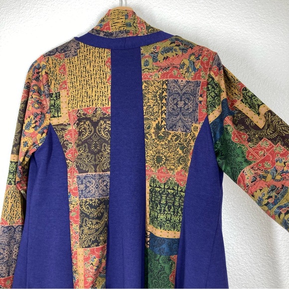 Soft Surroundings Izmir topper Cardigan M Open front Cascade Waterfall Patchwork - Picture 11 of 16